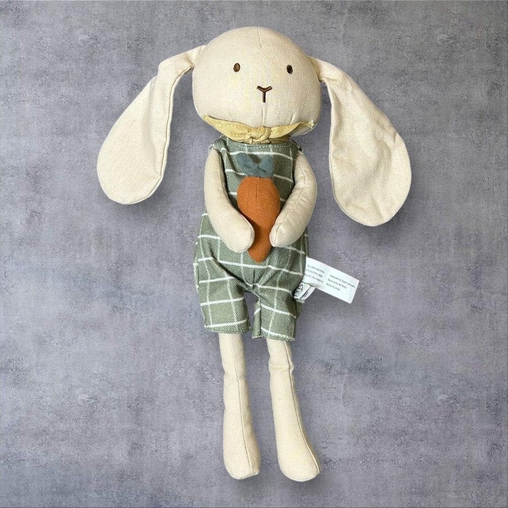 Hearth & Home Magnolia Bunny Plush With Green Plaid Overalls & Carrot Accessory